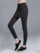 Shein Brown Elastic Waist 2 In 1 Leggings