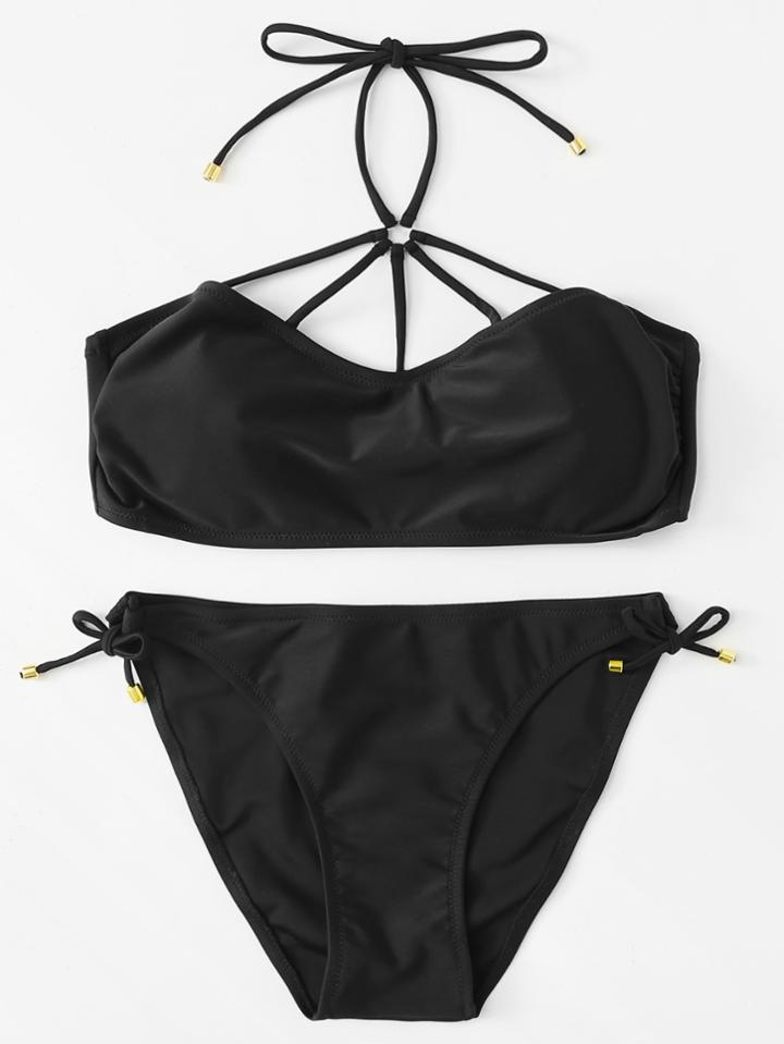 Shein Strappy Top Halter Bikini Set