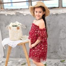 Shein Toddler Girls Off Shoulder Star Pattern Mesh Dress