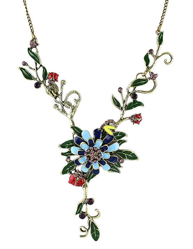 Shein Colorful Enamel Flower Necklace