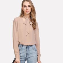 Shein Tie Neck High Low Top