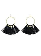 Shein Black Ethnic Style Bohemian Earrings Gold-color Circle With Colorful Long Tassel