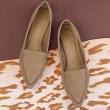 Shein Vegan Suede Stitch Pointed Flats
