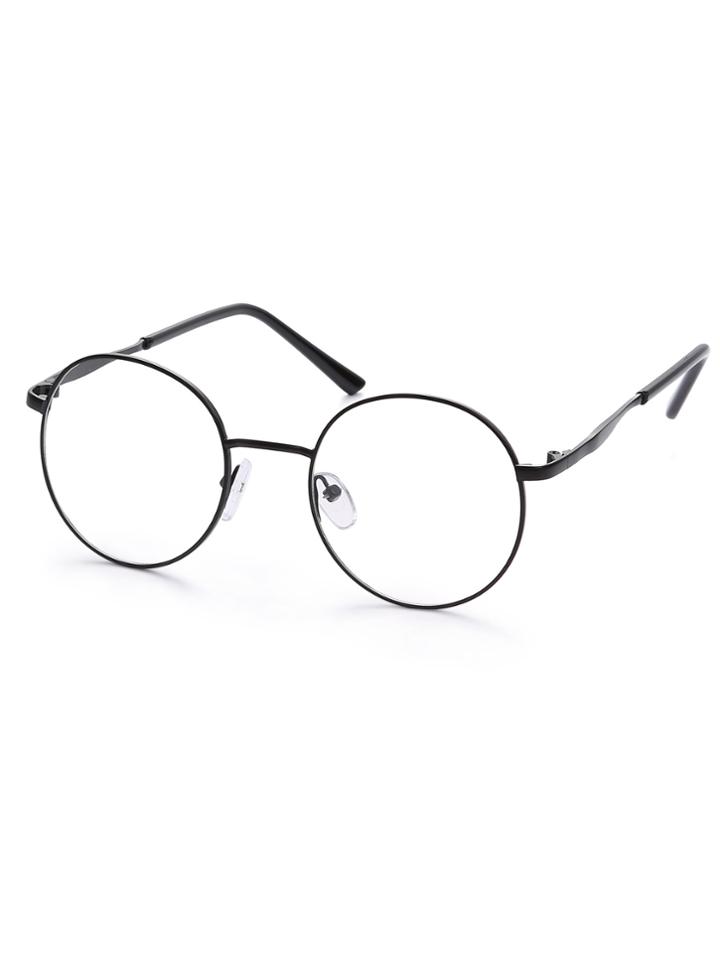 Shein Black Metal Frame Round Glasses