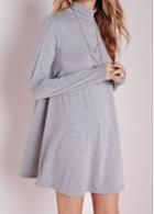 Rosewe Turtleneck Grey Long Sleeve Shift Dress
