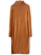 Shein Khaki Turtle Neck Side Slit Sweater Dress