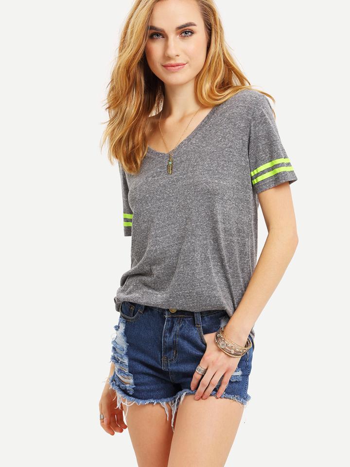 Shein Light Grey Short Sleeve Basic T-shirt