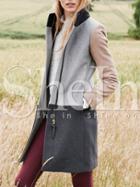 Shein Grey Long Sleeve Pockets Color Block Coat