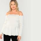 Shein Plus Off Shoulder Scalloped Trim Peplum Top