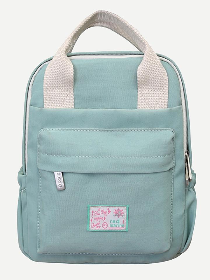 Shein Patch Detail Top Handle Backpack