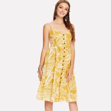 Shein Button Through Tropical Cami Dress