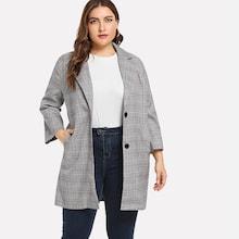 Shein Plus Single Breasted Plaid Blazer