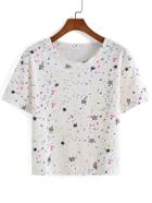 Shein Star Print White T-shirt