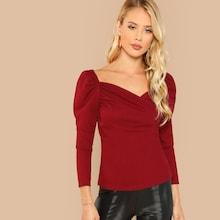 Shein Sweetheart Neck Puff Sleeve Top