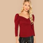 Shein Sweetheart Neck Puff Sleeve Top