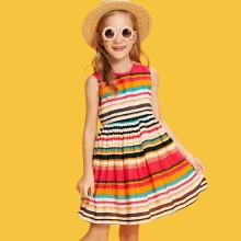Shein Girls Striped Sleeveless Smock Dress