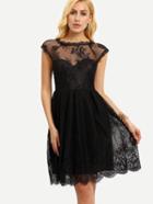 Shein Sheer Neckline Lace Dress