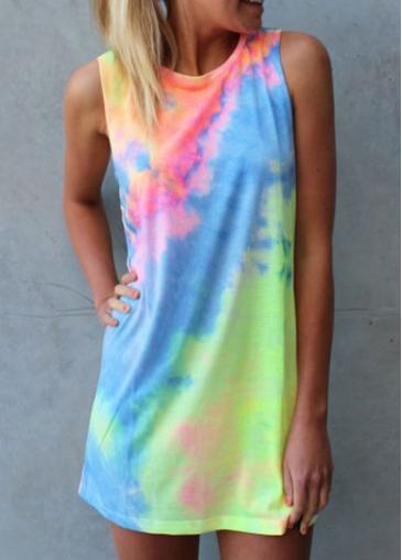 Rosewe Round Neck Sleeveless Multicolored Shift Dress