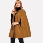 Shein Button Front Solid Cape Coat