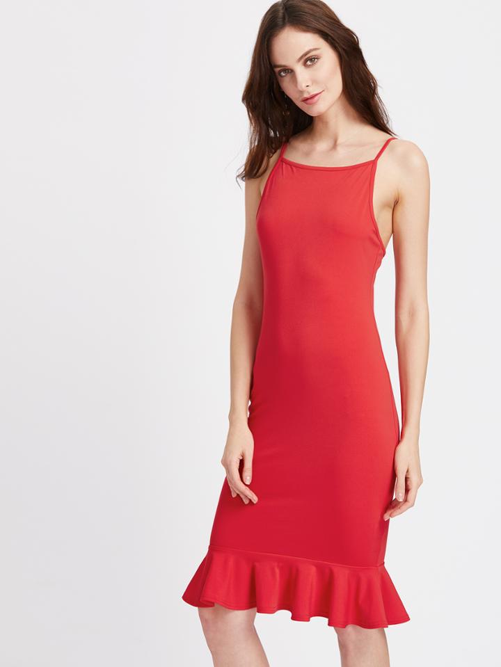 Shein Frill Hem Cami Strap Bodycon Dress