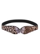 Shein Leopard Pattern Butterfly Buckle Elastic Waist Belt