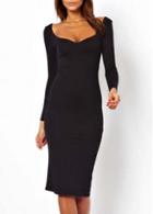 Rosewe Star Style Black Cotton Open Back Dress For Woman