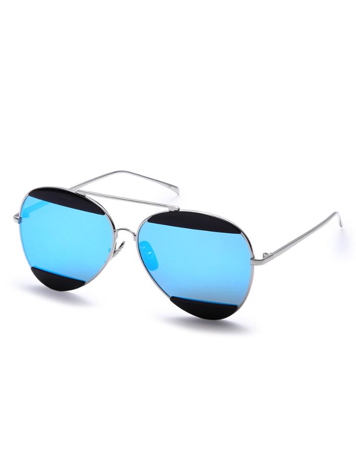 Shein Metal Frame Blue Lens Aviator Sunglasses