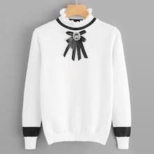 Shein Frill Rhinestone Decoration Jumper