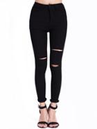 Shein Black Cut-out Skinny Denim Pant