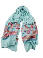 Shein Lightblue Bohemian Style Flower Printed Scarf For Ladies
