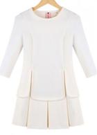 Rosewe White Three Quarter Sleeve Fake Two Pieces Dress