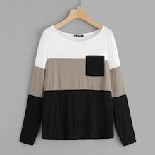 Shein Pocket Front Color Block Tee