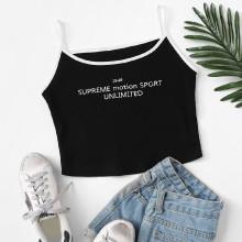Shein Embroidered Rib Knit Ringer Cami Top