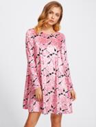 Shein Allover Print Velvet Swing Dress