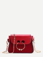 Shein Red Nose Ring Detail Pu Leather Mini Chain Bag