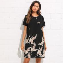 Shein Flamingo Print Tunic Dress