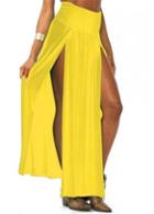 Rosewe New Arrival Yellow High Waist Skirt With Slit