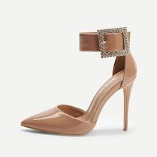 Shein Rhinestone Buckle Two Part Stiletto Heels