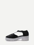Shein Black Lug Sole Block Hollow Wedge Pumps