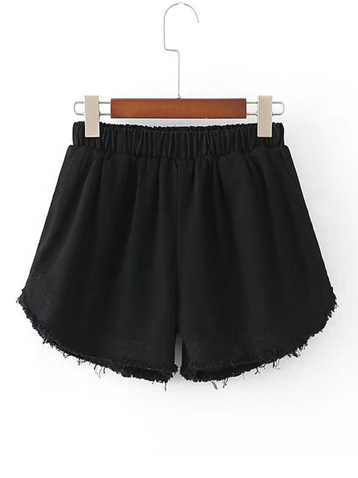 Shein Elastic Waist Raw Hem Shorts