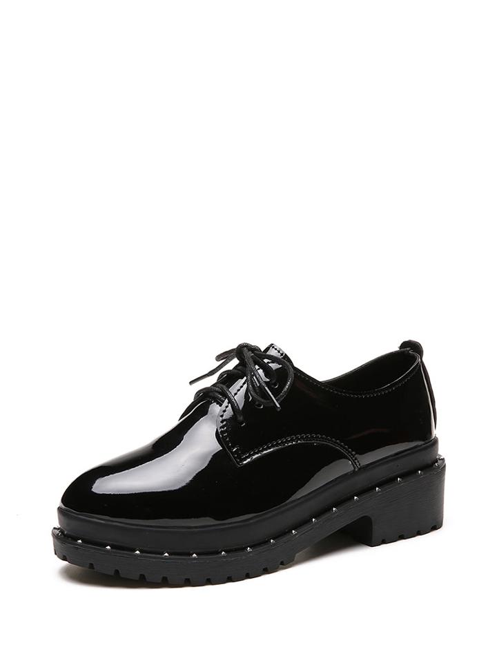 Shein Studded Patent Leather Oxfords