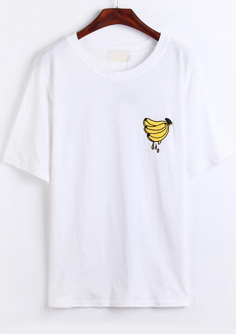 Shein White Short Sleeve Banana Print T-shirt