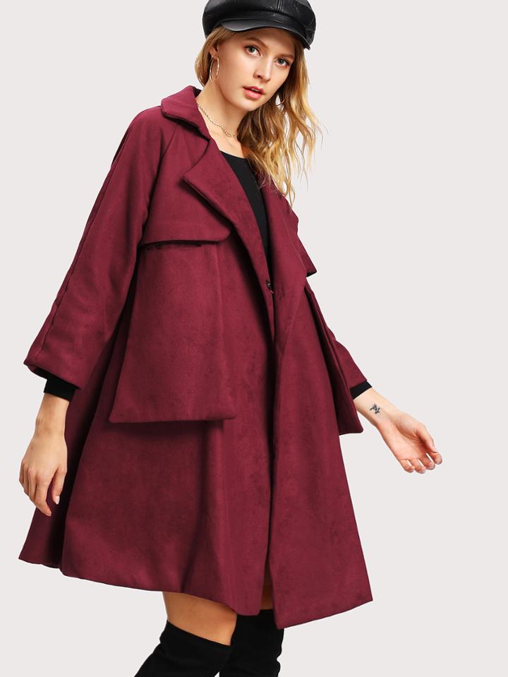 Shein Oversized Collar Layered Wool Blend Coat