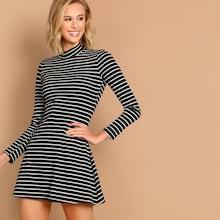 Shein Mock Neck Striped Dress
