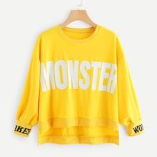 Shein Letter Print Dip Hem Sweatshirt
