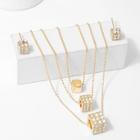 Shein Square Detail Layered Necklace & Earrings