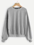 Shein Pleated Sleeve Heather Knit Sweatshirt