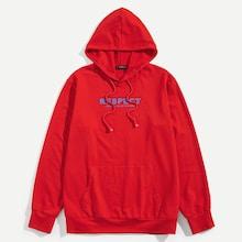 Shein Men Letter Print Drawstring Hoodie