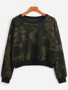 Shein Contrast Trim Camo Print Sweatshirt