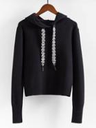 Shein Beaded Strap Hooded Sweater
